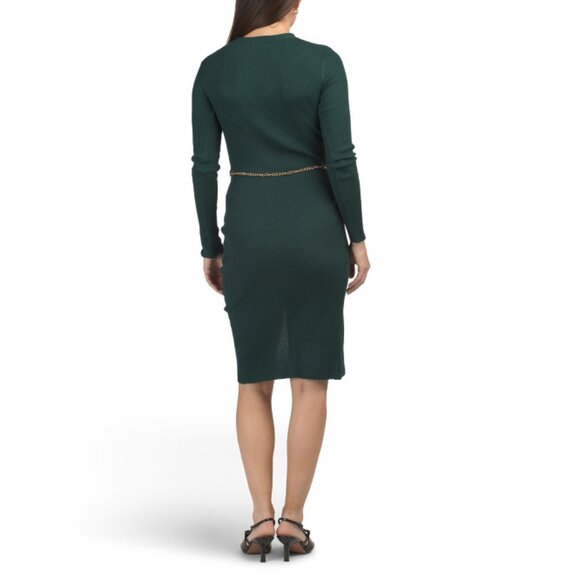 MADDEN GIRL Hunter Chain Belt Sweater Midi Dress - Picture 2 of 2